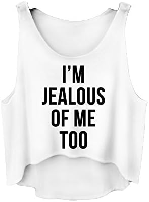 Crop Top Women's Girls Teenager Fashion Vest Tank Top Summer Party Holiday 8 /10 /12 (One Size Fits S / M / L, JEALOUS)