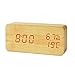 Produktbild Sunlera LED Sonic Moderne LED-Bambus-Holz-Wecker-Temperatur-Feuchtigkeits Elektronische Desktop-Digital-Tischuhr