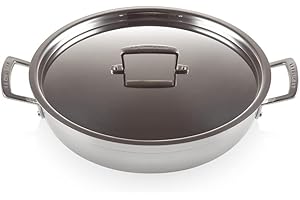 Le Creuset Antihaftbeschichtete Profipfanne aus 3-ply Edelstahl mit Deckel, Ø 30 cm, Für alle Herdarten inkl. Induktion geeignet, Silber, 96102830000000