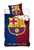 FCBarcelone Parure de lit Football 100% Coton - Housse de Couette 140x200 cm + Taie d'oreiller 63x63 cm