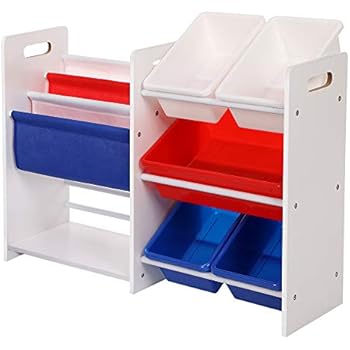 SONGMICS 2 Kinderregale in Einem Bücherregal Spielzeugregal Weißes