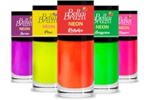 ZKMAGIC Kit 5 Esmaltes Neon FREE Bella Brazil Brilha na Luz UV