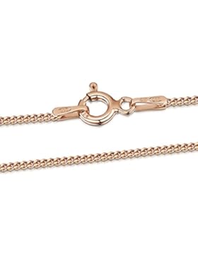 Amberta 925 Sterlingsilber 14K Roségold Damen-Halskette - Panzerkette - 1.3 mm - Verschiedene Längen: 40 45 50...