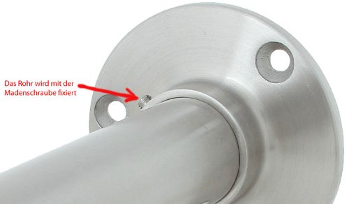 Edelstahl Garderobenstange Kleiderstange 33,7 mm aus V2A – Länge: 125 cm - 3