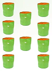 BIO BLOOMS AGRO INDIA PRIVATE LIMITED Plastic Grow Bags for Vegetables, Fruits, Flowers and Trees (Outer Green Inner Orange, 18x18 Inches) 25 Bags