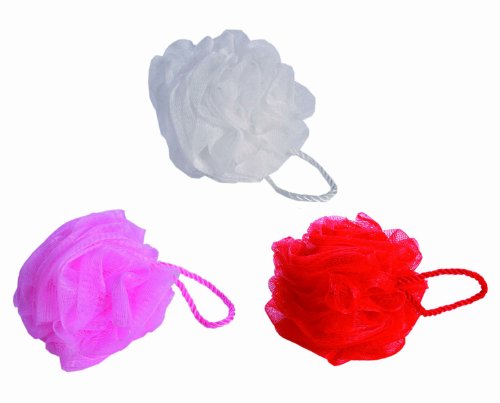 Nylon Scrunchie Puff "Love" Bath/Shower Sponge -Romantic Colours - Ideal valentines Gift