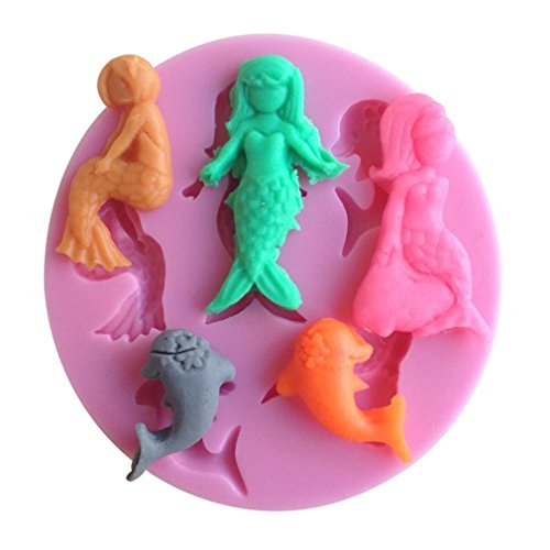 LYNCH Runde Kuchen-Werkzeuge Mermaids und Delfine Form 3D Silikon-Seifenform,Rosa