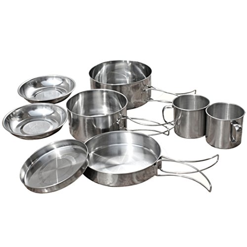 Juning 8 Piece/Set Camping 18/10 Kochgeschirr, Hiking Picnic Cookware Cooking Set für 2-3 Person Camping, Ideal for Hiking /Backpacking - 5