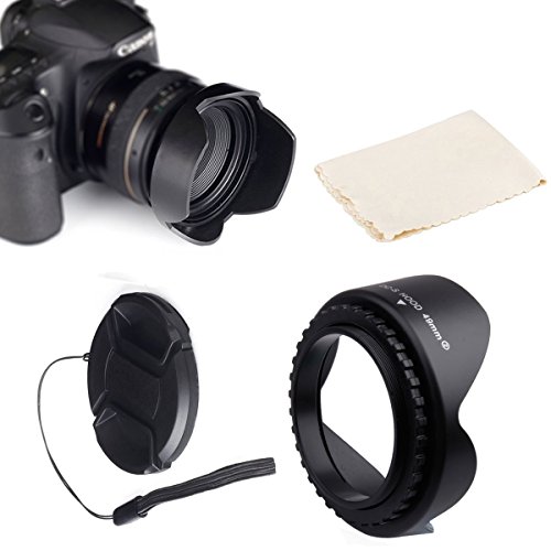 Pasway 49mm Pare-soleil Lens Hood pour Objectif R  versible   Bouchon d objectif pour Canon Nikon Sony Olympus DSLR