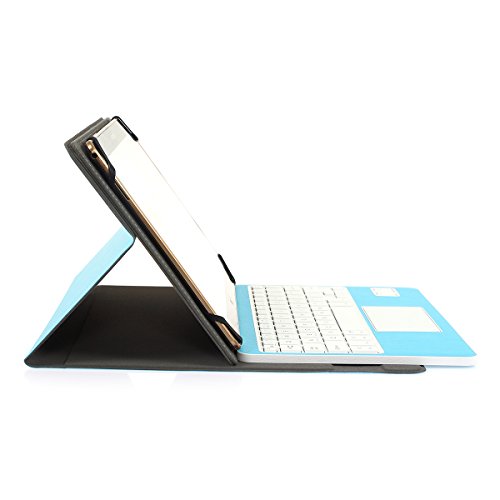 Besmall Wireless Touch Bluetooth Drahtlose Tastatur mit QWERTZ Tastaturlayout für Android Windows Tablet Smartphone(Mit PU-Hülle,Blau) - 6