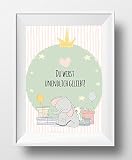 Willkommen Baby-Poster Set – Poster und Kinderzimmer-Dekoration für das Neugeborene mit süßen Tieren für Babies und Kleinkinder, Set aus 7 Stück ohne Rahmen, 13x18cm, Fotopapier, Pastellfarben - 7