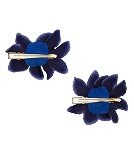 SIX „Blumen“ 2er Set Haar Spangen, Haarklammern, Haarclips mit schönen dunkelblauen Orchidee Textil Blumen, Damen, Kinder, Dutt Frisur, 5 cm (488-071) - 3
