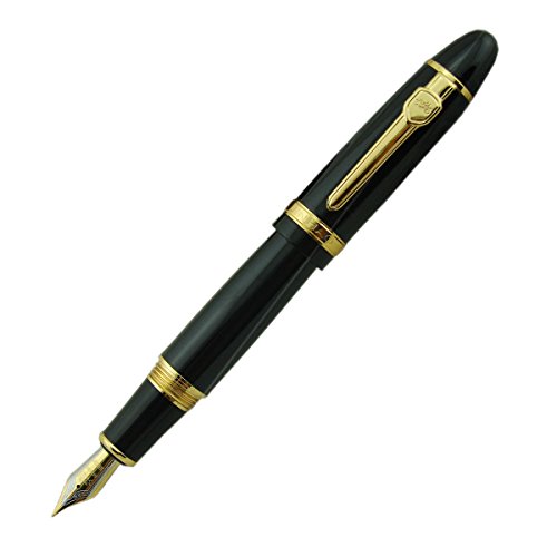 Lanxivi Jinhao 159 - Penna stilografica con pennino medio, colore nero e oro