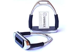 Amidale Flexi Safety Stirrups Horse Riding Bendy Irons Stainless Steel Black Treads 5.0 Inches