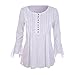 Produktbild Damen Bluse DEELIN Frauen Herbst Flare 3/4 Ärmel Mode Schlank V-Ausschnitt Tasten Bluse Tops Shirt Tee (S, Weiß)