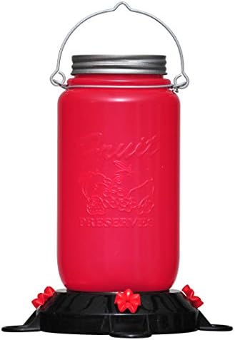 Russco III HF129765 Plastic Fruit Jar Hummingbird Feeder, Red