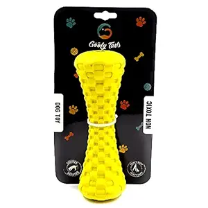 Goofy Tails Dumbbell Treat Dispensing Interactive Dog Toy | Natural Rubber Chew Toy for Dogs | Ideal Dog Toy for All Breeds and Sizes
