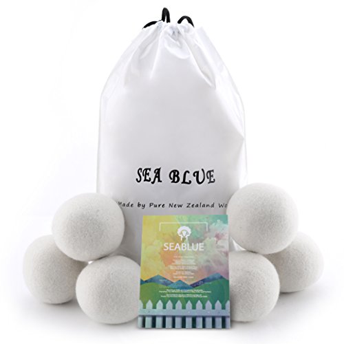 Premium wiederverwendbar natürlicher Weichspüler, Wolle Trocknerbälle Dryer Ball für Wäschetrockner 6er Pack weiß