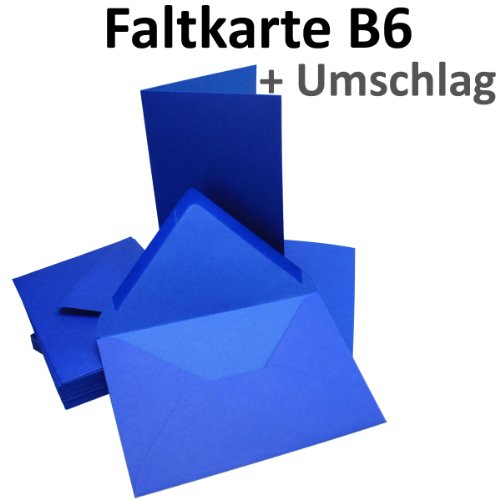 50 Sets – Faltkarten ROYAL-BLAU – DIN B6 + Umschläge – PREMIUM QUALITÄT – sehr formstabil – Qualitätsmarke: NEUSER FarbenFroh - 2