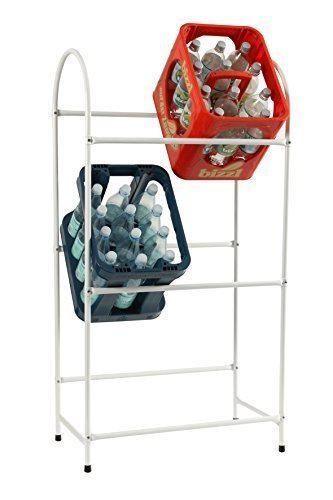 Flaschenkastenregal für Getränkekisten | ✓ 6 Kästen | ✓ Stabil und TÜV geprüft | ✓ Stahlrohrgestell | ✓ Hochwertig weiss pulverbeschichtet | ✓ 68x130x36cm | ✓ Küchenregal Haushaltsregal Flaschregal, Kistenregal | ✓ Metallregal für Küche, Haushalt, Flur, Gartenhaus, Schuppen und Keller