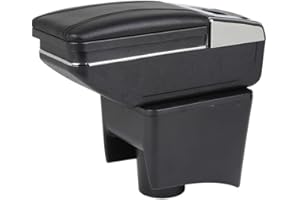 CAR PASSION Bracciolo Auto per Volkswagen Polo 6R 2010-2017 - Poggia braccio per Auto in Pelle Nera con Posacenere e Vano Portaoggetti