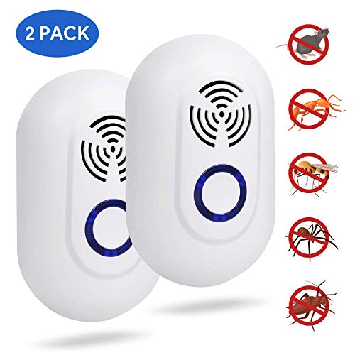 Everdigi Repellente ad Ultrasuoni e Elettromagnetico, Antizanzare Scaccia Elettrico Contro Parassiti Ratti Talpe Mosche Scarafaggi Ragni ECC.(2Pezzi)