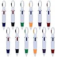 FANTESI 24 Pack Shuttle Pens, 4-in-1 Retractable Multicolor Pens Ballpoint Pens with Buckle Keychain on Top for Office School Supplies