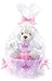 Produktbild Windeltorte rosa Mädchen Prinzessin "Bär"mit bedruckten Shirt+ Babylätzchen +rosa Babysocken + Grußkarte| Geschenk Geburt