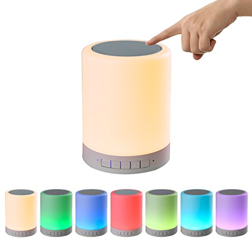 Preisvergleich Produktbild COOSA Tischlampe mit integriertem Lautsprecher und Berührungssensor, Bluetooth, TF Karte, Hängelampe, Anschluss für das Handy, Batteriebetrieben, Campinglampe, Nachtlicht, Wireless