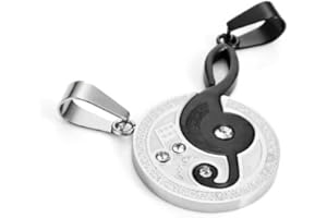 URBAN JEWELRY Couple Son et Son 2 clés de Sol Musique Collier Pendentif Amour Passionné Valentine