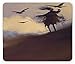 Produktbild WYICPLO Horror Mouse Pad, Dark Soul from a Scary Movie Film Movie on The Hills with Clouds and Flying Crows Print, Standard Size Rectangle Non-Slip Rubber Mousepad, Black