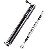 Bike Pump with Gauge by Pro Bike Tool - Fits Presta and Schrader - Accurate Inflation - Mini Bicycle Tyre Pump for Road, Mountain and BMX Bikes - High Pressure 120 PSI, Includes Mount Kit