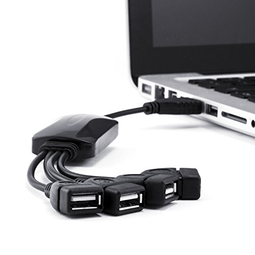 Flexible USB 2.0 Hub 4 Port | Neues Modell | Verteiler Kabel USB 4 fach | Plug & Play | Notebook-Laptop / PC-Mac | schwarz - 2