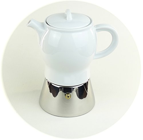 Italienischer Espressokocher »Carina« aus Edelstahl und weißem Porzellan (210 ml) / Made in Italy - 2