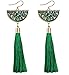 Produktbild Damen-Ohrringe, Toamen Ohrringe mit Bommel, Schmuck, Lange, Fransen, Quasten, Ohrringe im Bohème-Stil, Retro grün grün