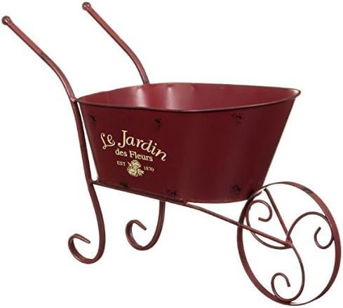 Red Colour Le Jardin Durable Metal Wheelbarrow Design Planter