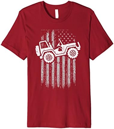 Men's Four By Four Off Road Life With Distressed USA Flag T-shirt XL Cranberry