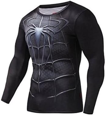 Planet Protein Black Spiderman Tight Compression breathable ultra-tight base layer fitness long sleeve top - Best compression top to display your amazing physique.