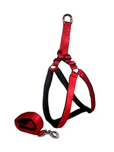 Skora Soft Padded Body Set-Leash & Harness Large Size(Red Black)