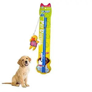 TAIYO PLUSS DISCOVERY? Dog Amusing Playing Stick, Interactive Toy for Puppies, Dog Teaser Playing Stick with Toys, Suitable for Puppies & Small Dogs (Color: Blue)