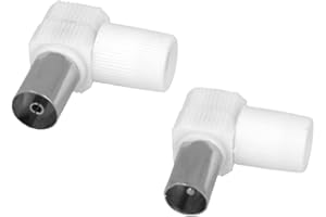 ZOREI Lot de 2 prises d'antenne TV angulaire, connecteur coaxial à angle droit 90°, adaptateur forme tuyau pour câble antenne TV, mâle et femelle (Male + Female)
