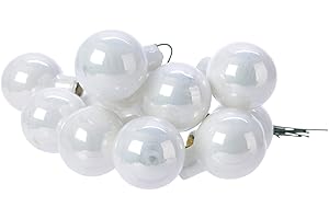 Kaemingk Weihnachtskugeln am Draht Glas 2,5cm x 12 Stück Spiegelbeeren glänzend weiß Winterweiß