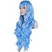 DAOTS 32" Cosplay Wigs Halloween Wig Long Hair Heat Resistant Curly Wave Hairs for Women(light blue)