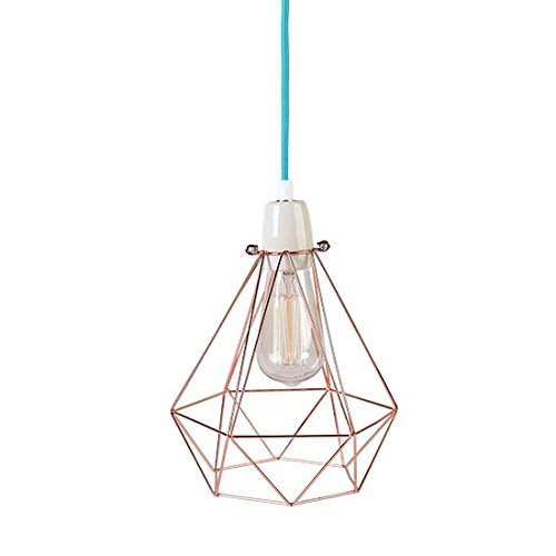 Filament Style Filament 004 französische Retro Loft Lampe Diamond #1 mit Textilkabel in blau Metall E27, 28 x 18 cm, bronze - 5