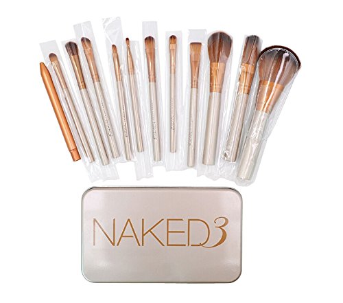 Naked3 12Pcs Professionelle Bambus Griff Make-up Pinsel Set Kabuki Powder Foundation Blush Gesicht Pinsel Kosmetik Pinsel Kit mit Box