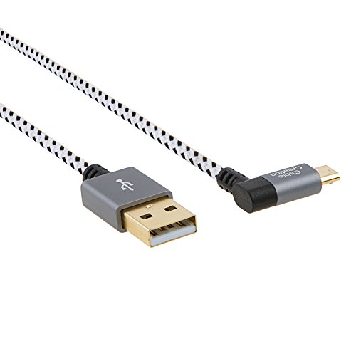 cablecreation Winkel links Micro USB Kabel 2.0 geflochten, kurz USB 2.0 A Stecker an Micro-USB-Stecker mit vergoldeten und Aluminium Fall, 3,2 Ft/1 Meter, Space Grau - 4
