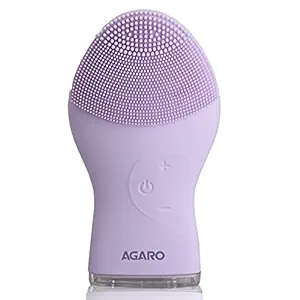 AGARO CM2107 Sonic Facial Cleansing Massager, Ultra Hygienic Soft Silicone Facial Cleansing Brush for Deep Cleansing, Skin Care, Gentle Exfoliating and Heated Massaging Waterproof & Dustproof Vibrating Facial Brush, Purple