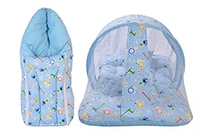Toddylon New Born Baby Bedding Set Mosquito Net Bed & Sleeping Bag Combo for 0-6 Months Baby Boys & Baby Girls