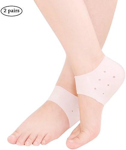 Dreamerd Gel Heel Foot Protector,2 Pairs Silicone Gel Heel Socks Sleeve Pads Cushions for Plantar Fasciitis, Bone Spur, Cracked Heel