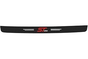 GENERIC Car Rear Bumper Protector for Ford Focus EcoSport Kuga Mondeo Fiesta Puma ST-Line,Carbon Fiber Rear Bumper Protector Door Sill Kick Scuff Pedal Accessories,Red